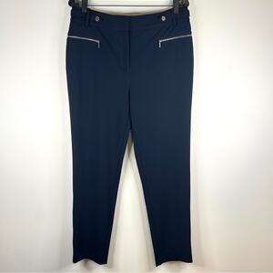 Calvin Klein Womens Crepe Scuba Dress Pants Size 12 Navy Marine High Waisted‎